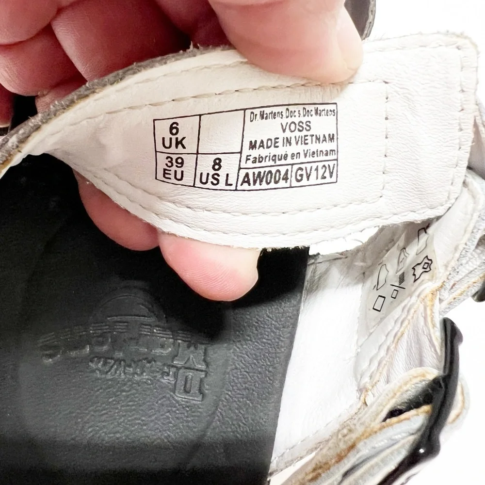 Dr Martens Womens White Voss Leather Strap Platform Sandal Size US 8
